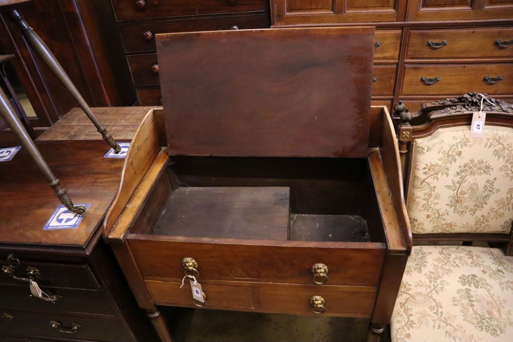 A Regency mahogany enclosed washstand, width 72cm depth 42cm height 94cm